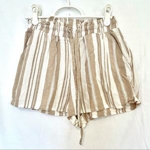 Striped Tan and White Women Shorts
